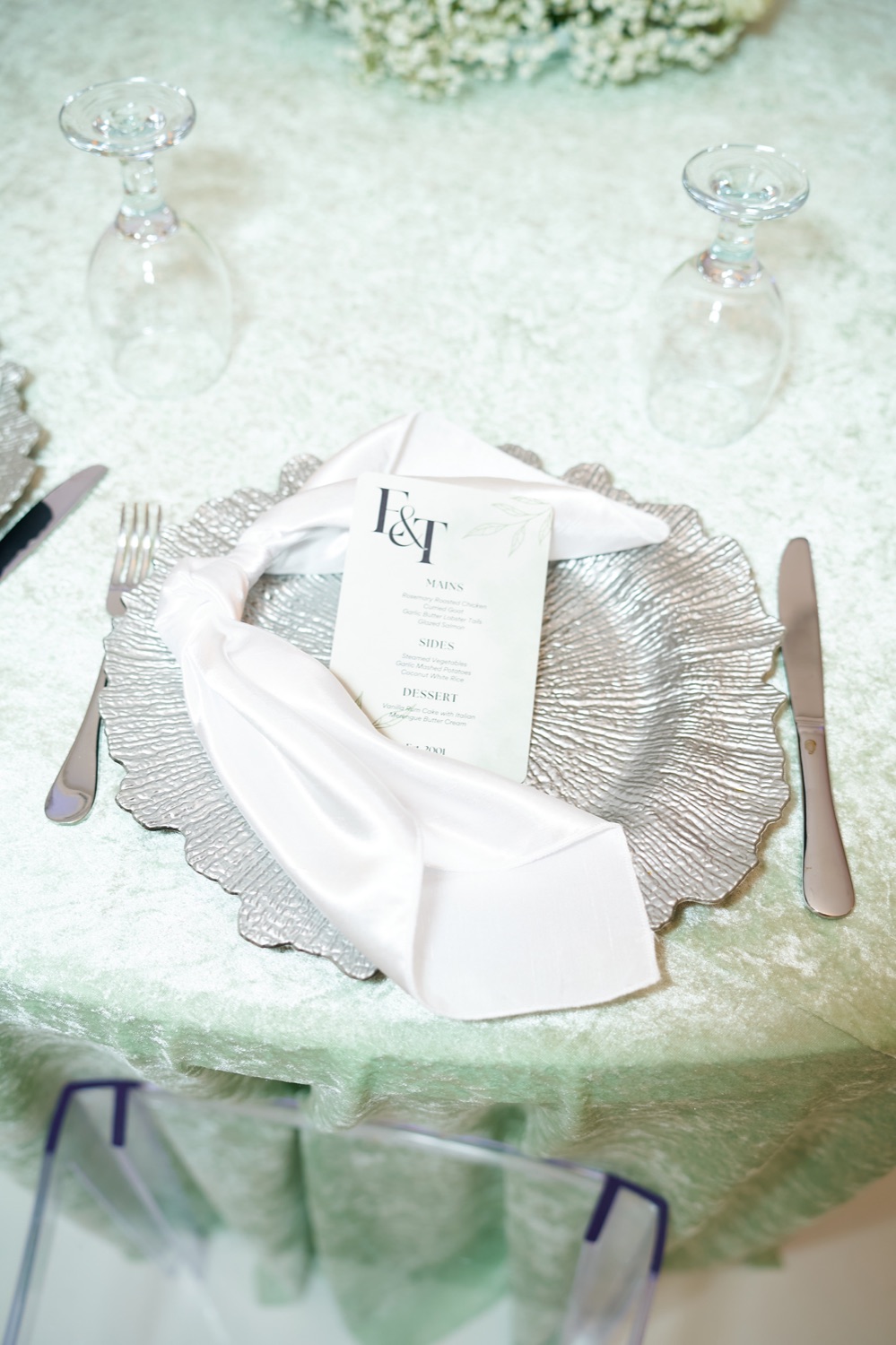 Personalized favor tags tied with ribbon